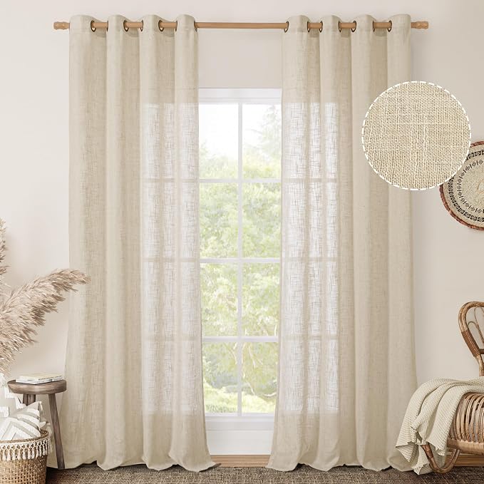 LAMIT Sheer Linen Curtains 90 inch - Image 2