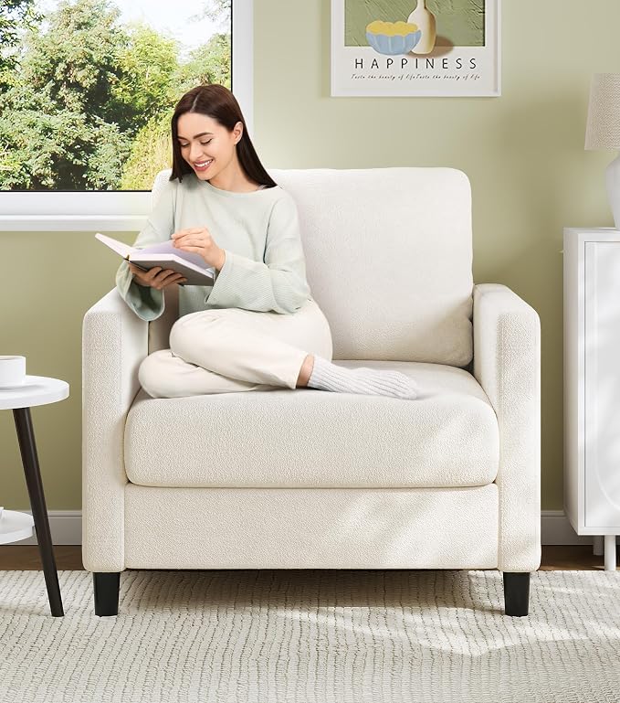 Welzona Sofa Accent Chair, Tool-Free Setup Living Room Accent Chairs, Comfy Arm by WelzonaDirect