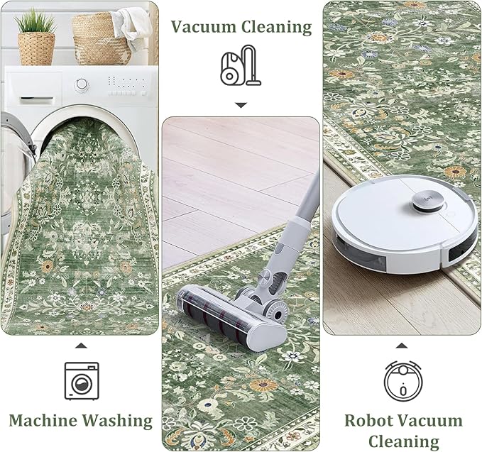 Yamaziot Washable Runner Rug 3x10 – Large Floral Non Slip Boho Hallway Runner - Image 3