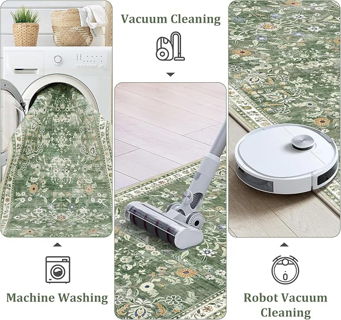 Yamaziot Washable Runner Rug 3x8 – Large Floral Non Slip Boho Hallway Runner Rug - Image 3