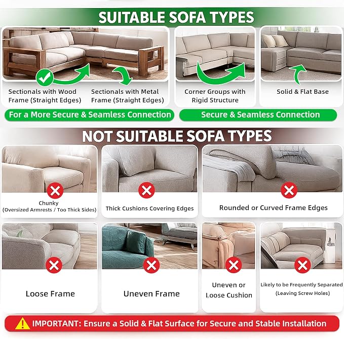 LazyMe Universal Sectional Sofa Interlocking Sofa Connector Bracket - Image 6
