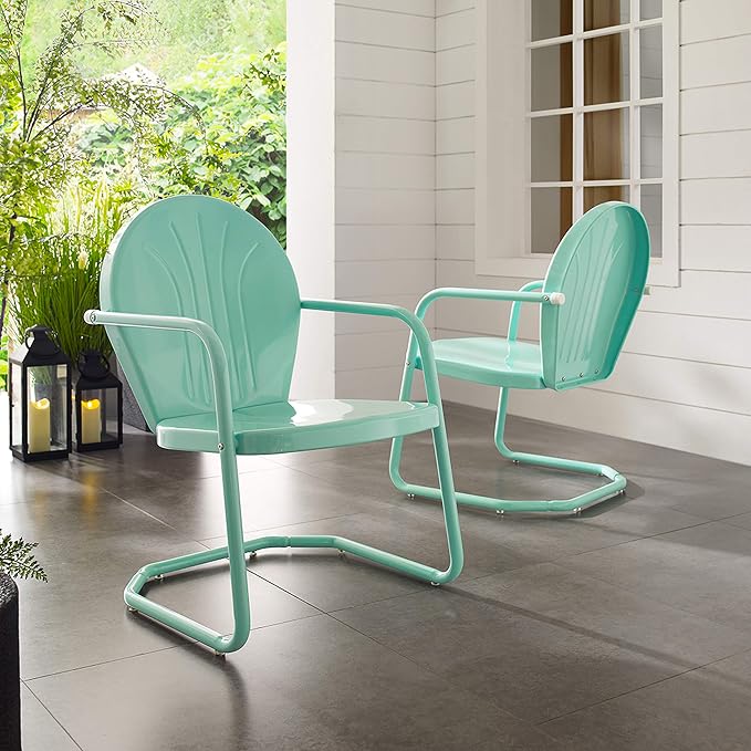 Crosley Furniture Griffith Outdoor Chair, Retro Metal Patio Chairs - Image 17