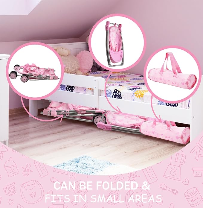 Baby Doll Stroller Bed and Swing Nursery Playset, Baby Doll Accessories - Image 7