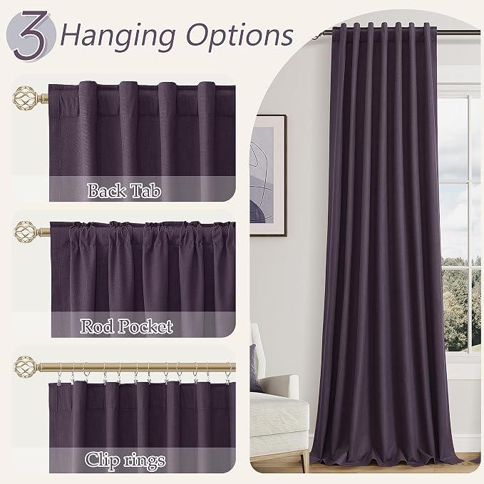 Guken 100% Blackout Curtains 96 Inch Length 2 Panels Set - Image 6