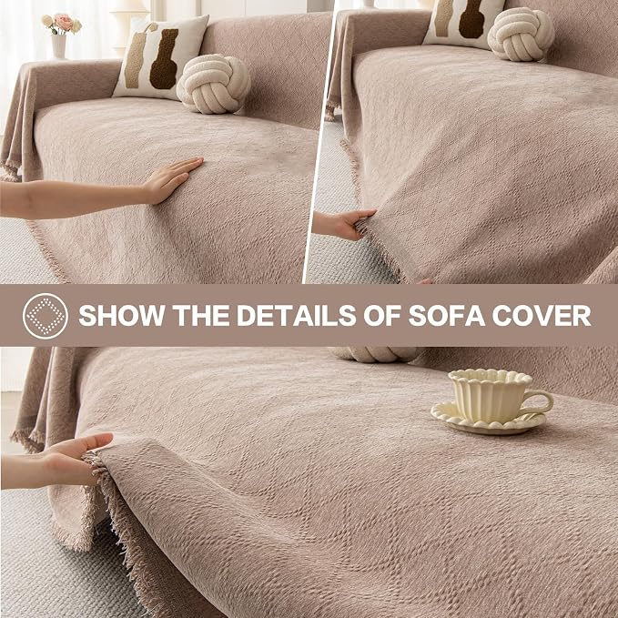 DREAMINGO Modern Chenille Couch Cover Blanket Washable Sofa Covers - Image 4