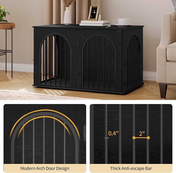 Hzuaneri 39.4" Wooden Dog Crate Furniture, Indoor Dog Kennel Dogs Cage - Image 4