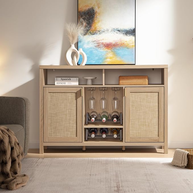 SICOTAS 51" Coffee Bar Cabinet Bar Cart - Image 4