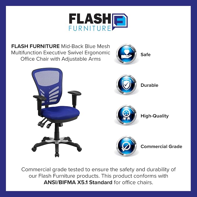 Flash Furniture Nicholas Mid-Back Swivel Office and Gaming Chair, Ergonomic - Image 11