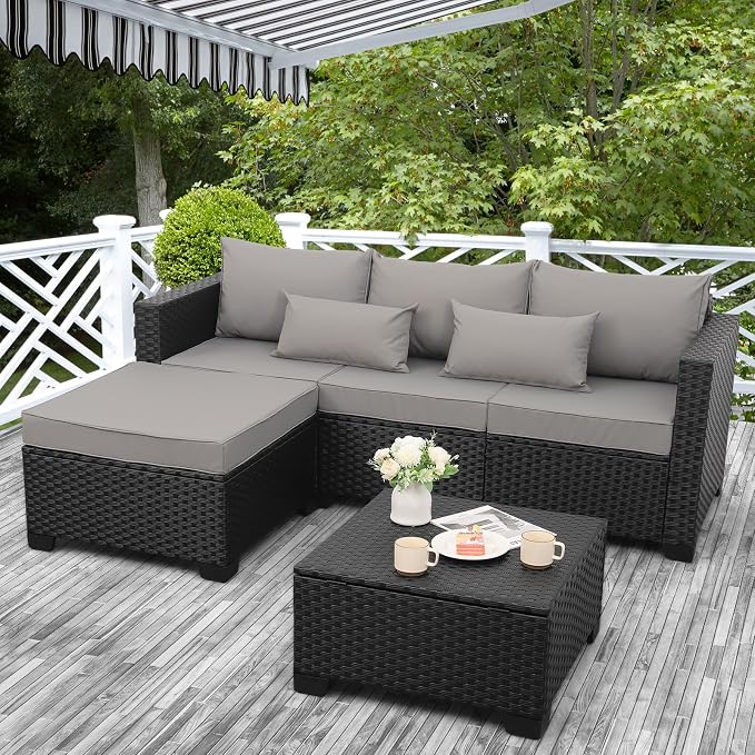 3 Pieces Patio Furniture Set Outdoor Sectional Wicker Patio Furniture Patio by Rattaner