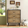 Carved Black Wood Nightstand, 3 Drawers Accent Cabinet, Vintage End Table by LFGUIZO