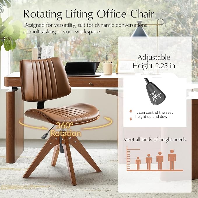 HULALA HOME Faux Leather Home Office Chair - Image 3