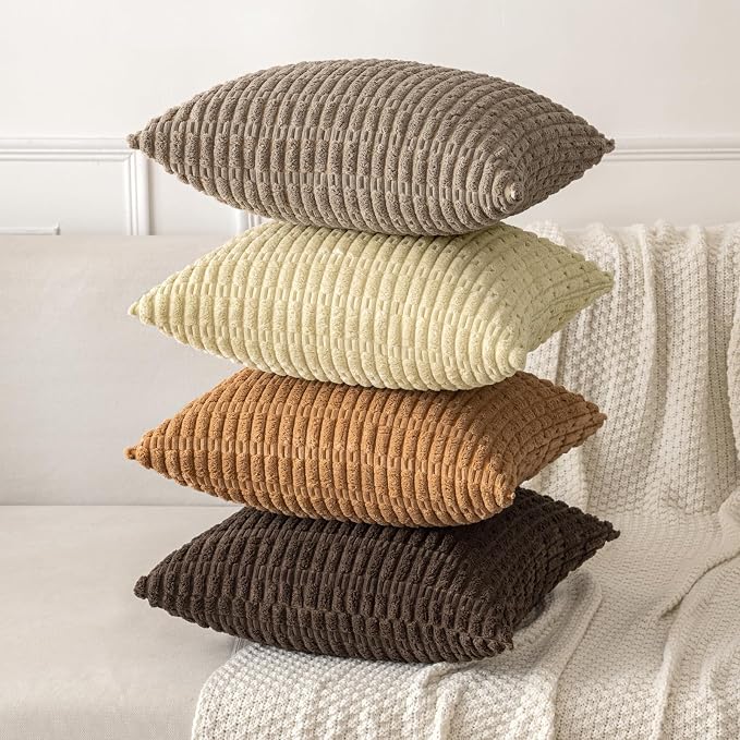 MIULEE Pack of 2 Corduroy Decorative Throw Pillow Covers 20x20 Inch Soft Boho - Image 4