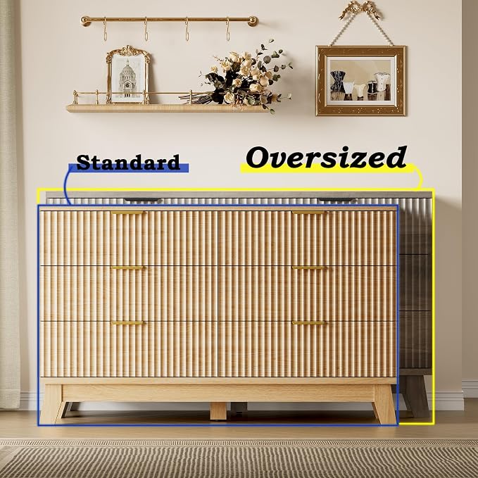 BORNOON 53" Long Dresser for Bedroom, 6-Drawer Dresser - Image 3