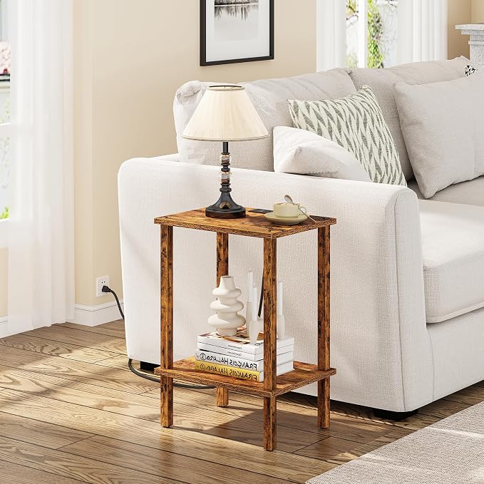TUTOTAK End Table with Charging Station, Small Side Table with Outlets - Image 2