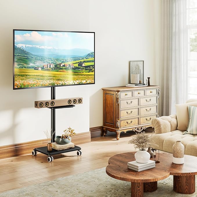 Rfiver Rolling TV Stand with Shelf - Image 9