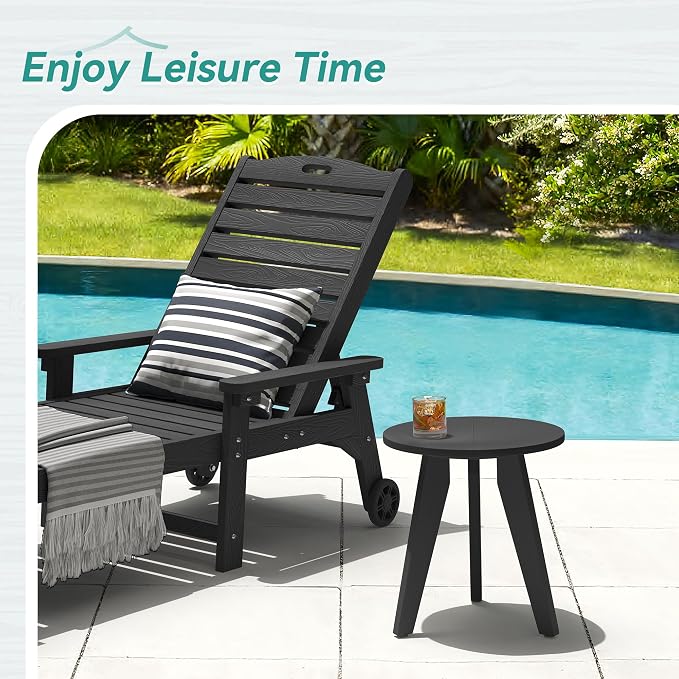 HDPS Outdoor Side Table Set of 2, Small Round Side Table Weather-Resistant - Image 4