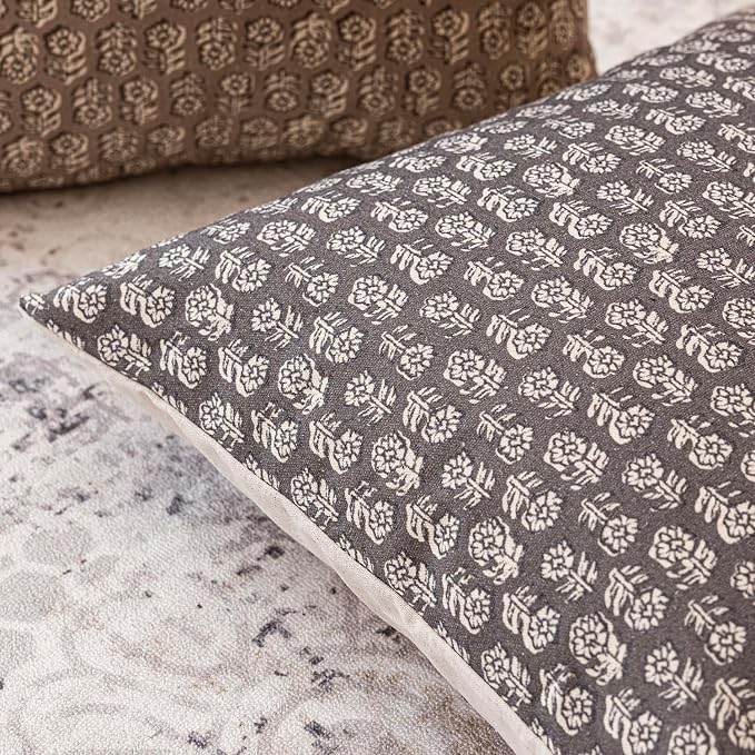 Foindtower Set of 2 Decorative Vintage Floral Print Throw Pillow Covers Neutral - Image 3