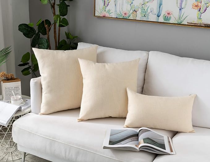 Stellhome Rectangle Burlap Throw Pillow Covers Solid Farmhouse Linen Pillowcase - Image 6