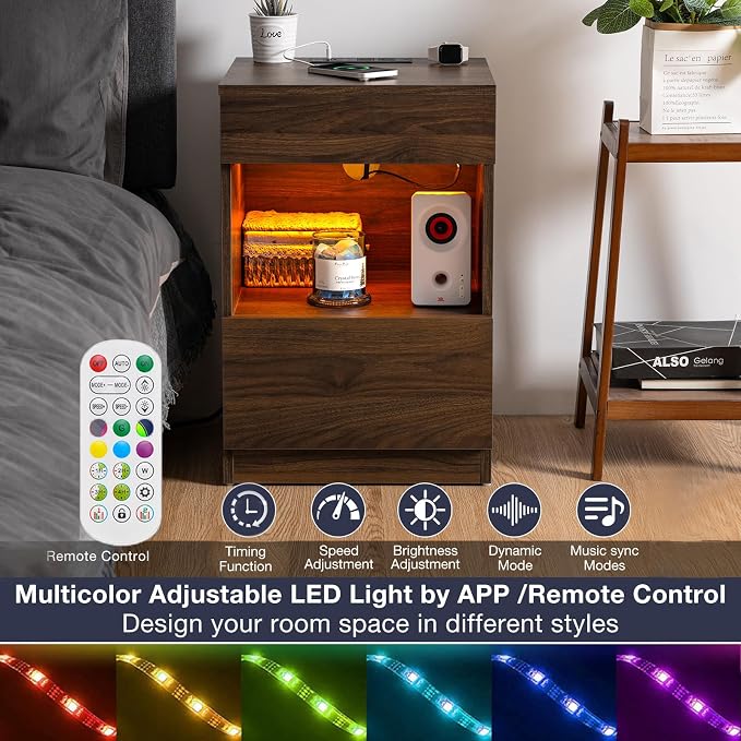 HOMMPA Open Shelf LED Nightstand - Image 4