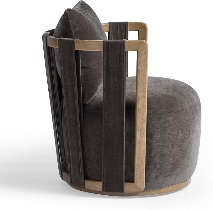 First of a Kind Swivel Chair in Chocolate Brown Plywood - Image 4