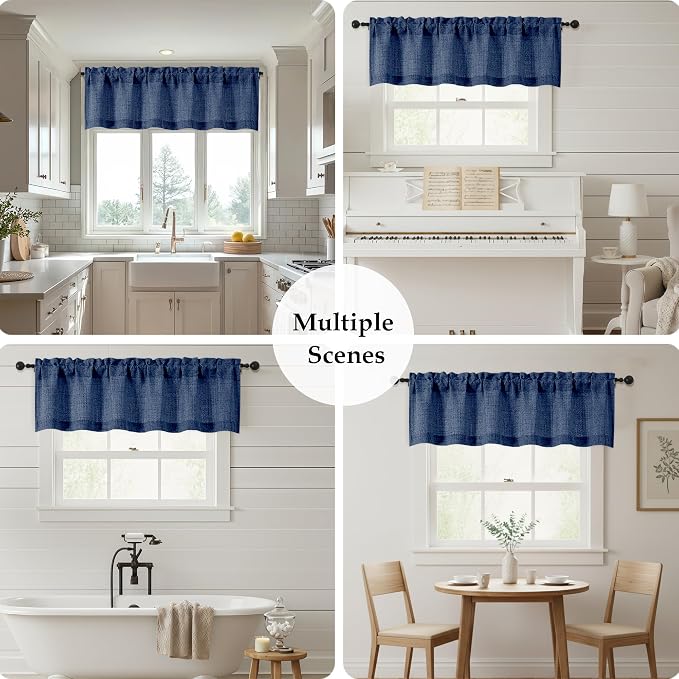 OWENIE Navy Blue Valances for Windows 1 Pcs 24 Inch Length, Light Filtering - Image 7