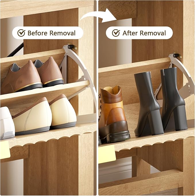 YOMILUVE Shoe Cabinet Storage for Entryway, Fluted Shoe Cabinet - Image 5