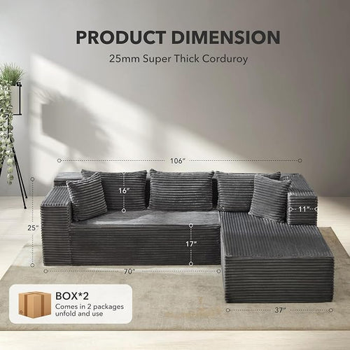 106” Modular Sectional Sofa, Cloud Sectional Couch - Image 2