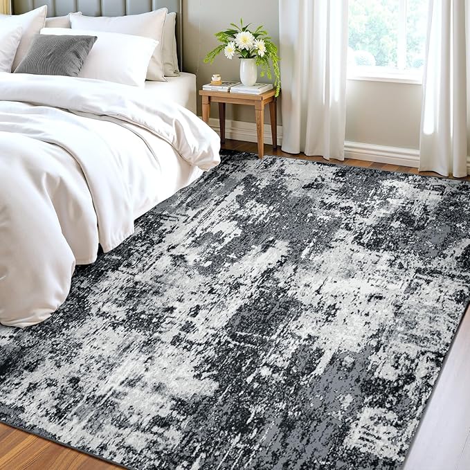 Washable Area Rugs 4'x5' Non-Slip Modern Abstract Soft - Image 2