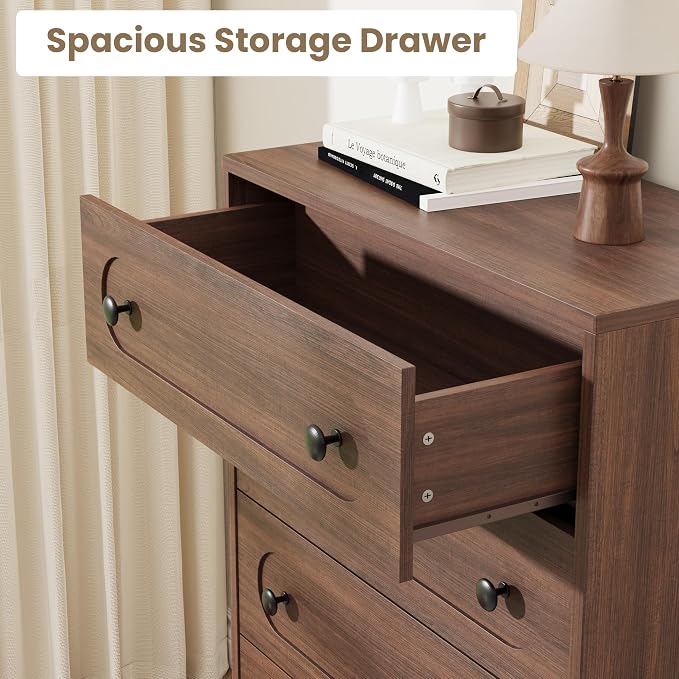 Garvee 5 Drawer Dresser for Bedroom, Wooden Mid Century Modern Chest of Drawers - Image 7