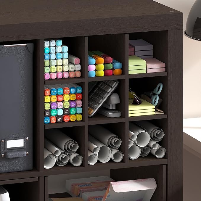 Furinno Cubicle Cube Insert, 9-Compartment Cube Organizer, Geometric Shelf - Image 4