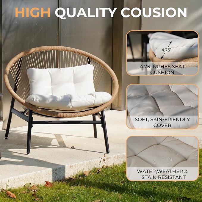 Grand patio Oversized Outdoor Chairs Set of 2, Wicker Patio Chairs - Image 3