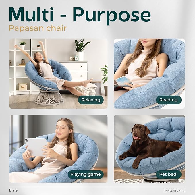 Bme 40" Ergonomic Wicker Papasan Chair - Image 6