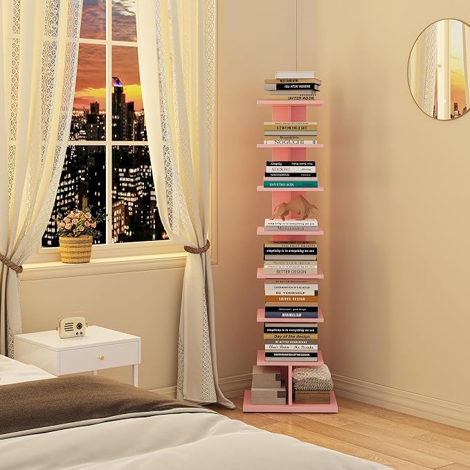 TUTOTAK Bookshelf, 8-Tier Bookcase, Narrow Spine Book Shelf - Image 8