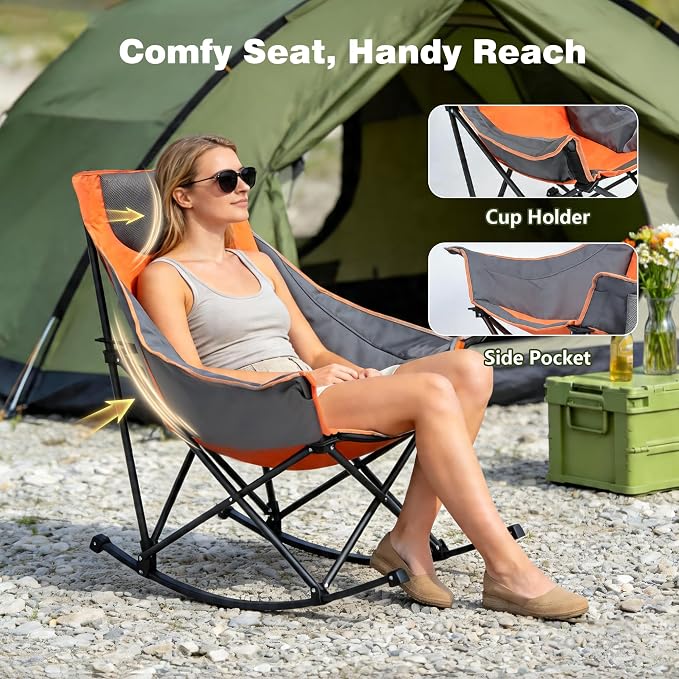 SUNNYFEEL Oversized Rocking Camping Chair 2 Pack, Fully Padded Patio Chair - Image 4