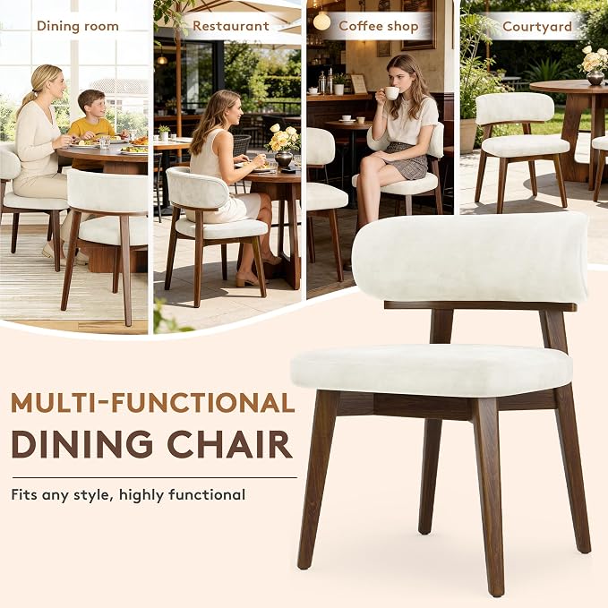 Dining Chairs Set of 4, Modern Upholstered Dining Chairs, Wooden Kitchen Chairs - Image 4