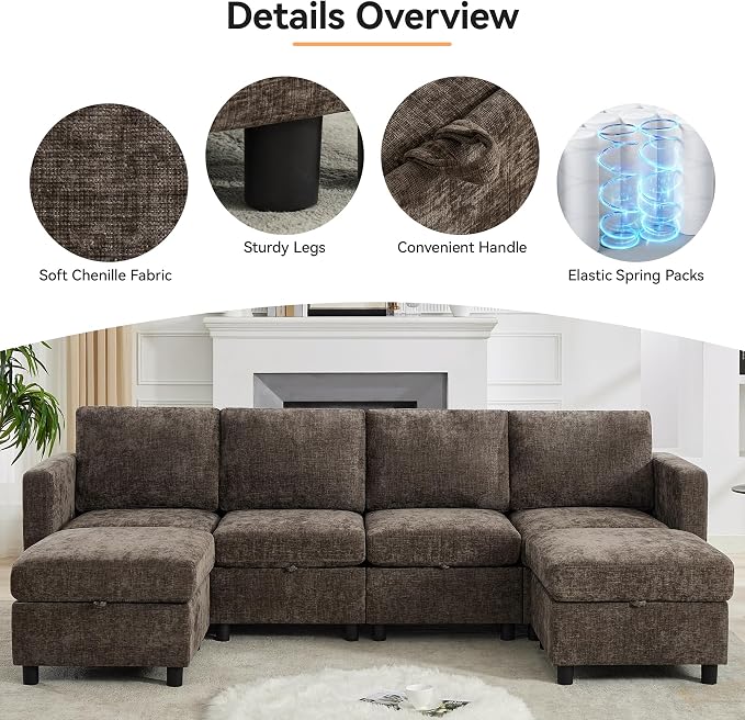 WUTUTUEE 83'' Modular Sectional Sofa Convertible L Shaped Couch Set - Image 3