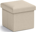 Ornavo Home Small Storage Ottoman Foldable Collapsible Cube Square Linen by OrnavoHome