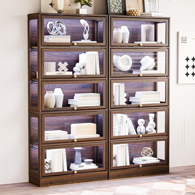 Display Cabinet with Acrylic Glass Doors, 5-Tiers Curio Cabinet with LED - Image 4