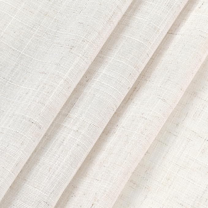 Ivory White Linen Back Tab Curtains 84 Inch Length - Image 4