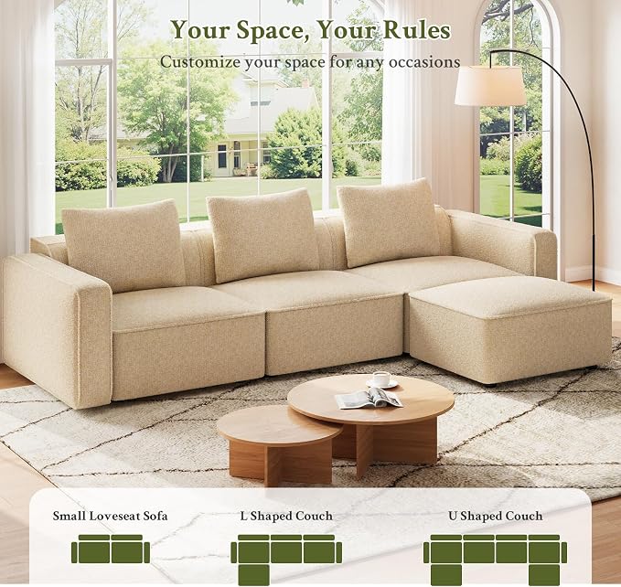 Welzona 103" Modular Sectional Sofa, Minimalist Comfy Cloud Couch Sectional - Image 8