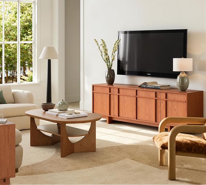 TV Stand for 75 Inch TV, Mid Century Modern TV Stand - Image 9
