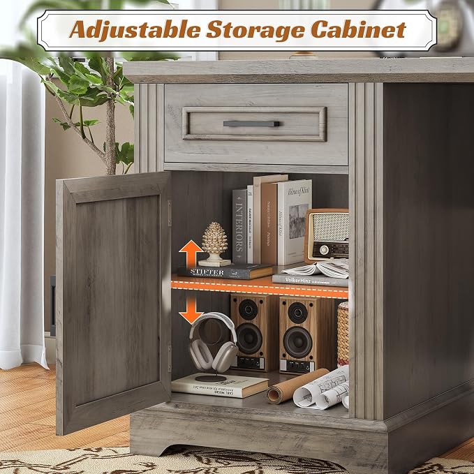 SEDETA 69" L Shaped Desk with Drawers and Storage, Farmhouse Computer Desk with - Image 6