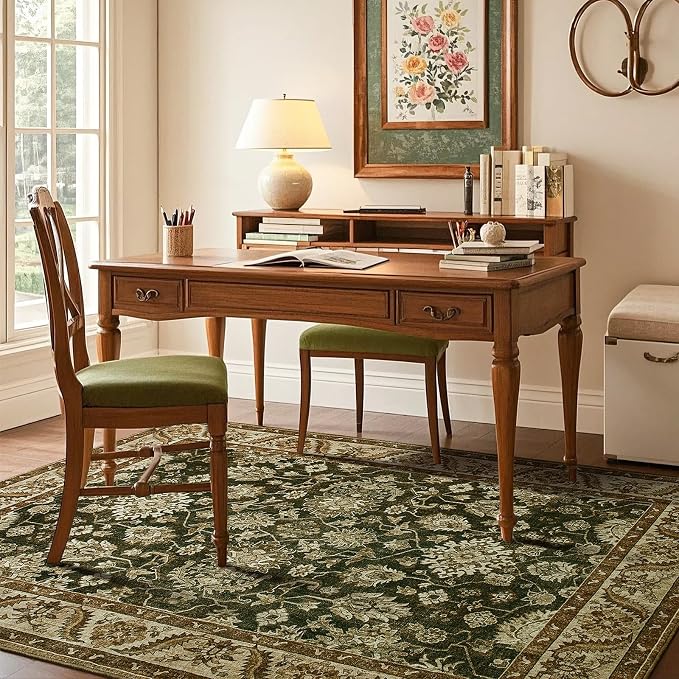 Area Rugs for Living Room, Washable 5x7 Area Rug for Bedroom, Retro Floral - Image 7