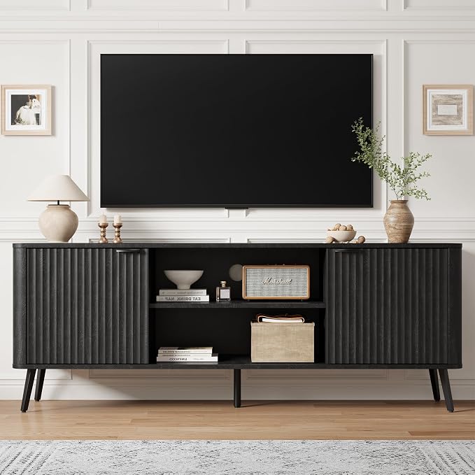 Fatmok Fluted Furniture Collection – 65" Buffet Cabinet, Mid Century Modern - Image 9