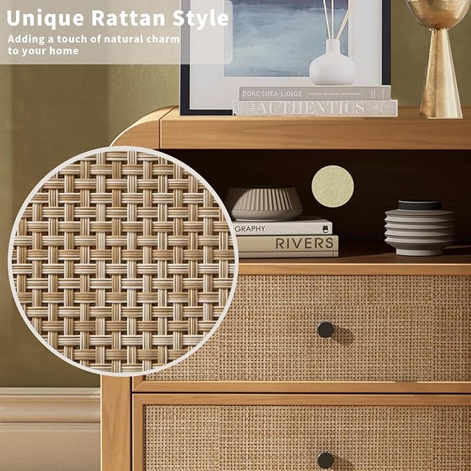Oak&Sparrow Rattan Nightstand Set of 2, 23.6'' Rattan End Table - Image 5