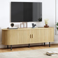 63" TV Stand with Power Outlet, Modern Media Console with Sliding Doors by ComfyCorner