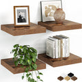 Fun Memories Floating Shelves for Wall, 9.3 Inch Set of 4 Rustic Wood Wall by FunMemories