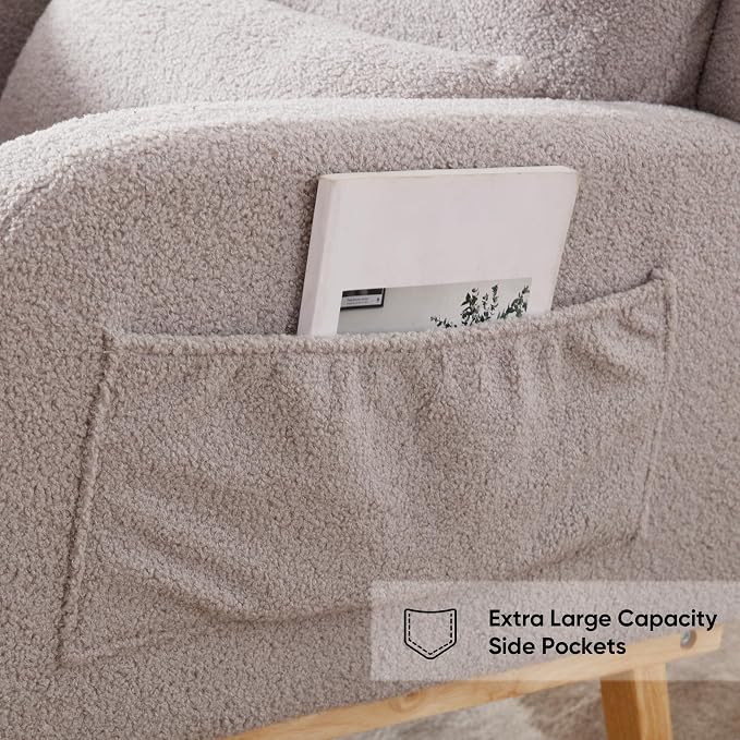 HCHAIRH Rocking Chair Nursery, Sherpa Nursing Rocking Chairs, Upholstered - Image 6