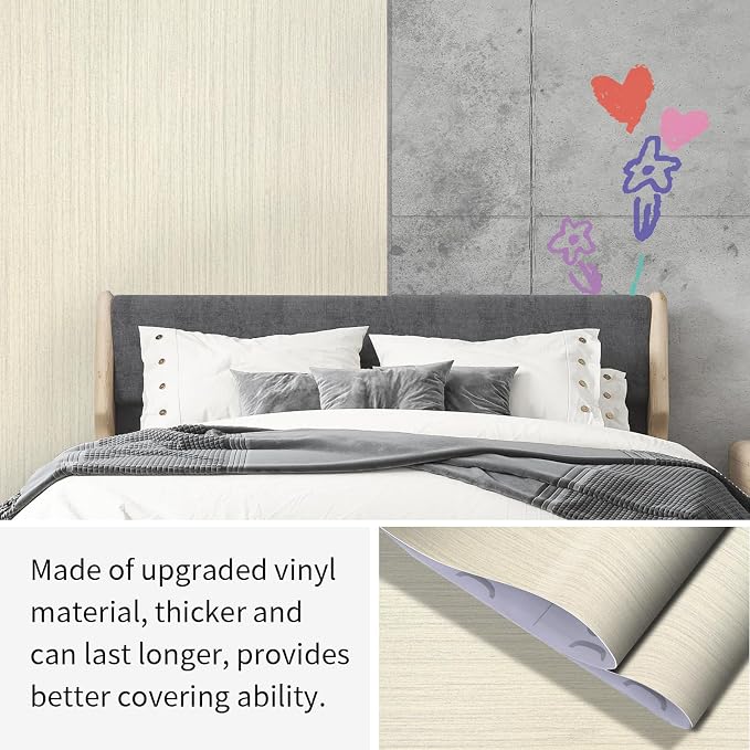 Grasscloth Wallpaper Peel and Stick Texture Contact Paper 15.7"x196.8" Vintage - Image 9