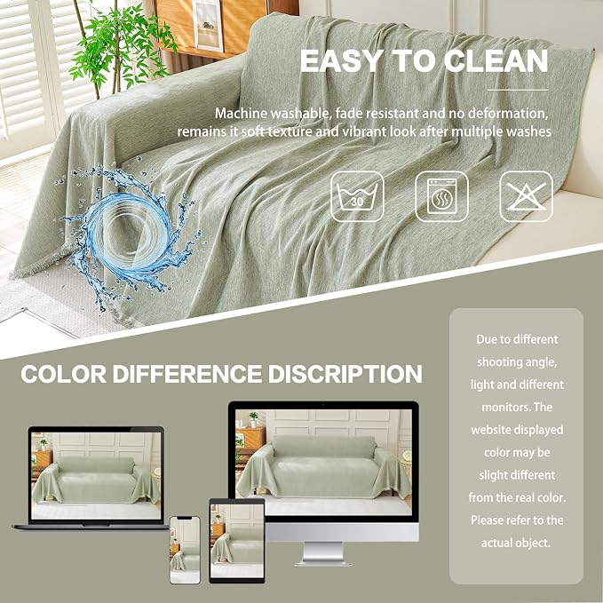 DREAMINGO Sofa Covers Washable Thick Chenille Couch Cover - Image 6